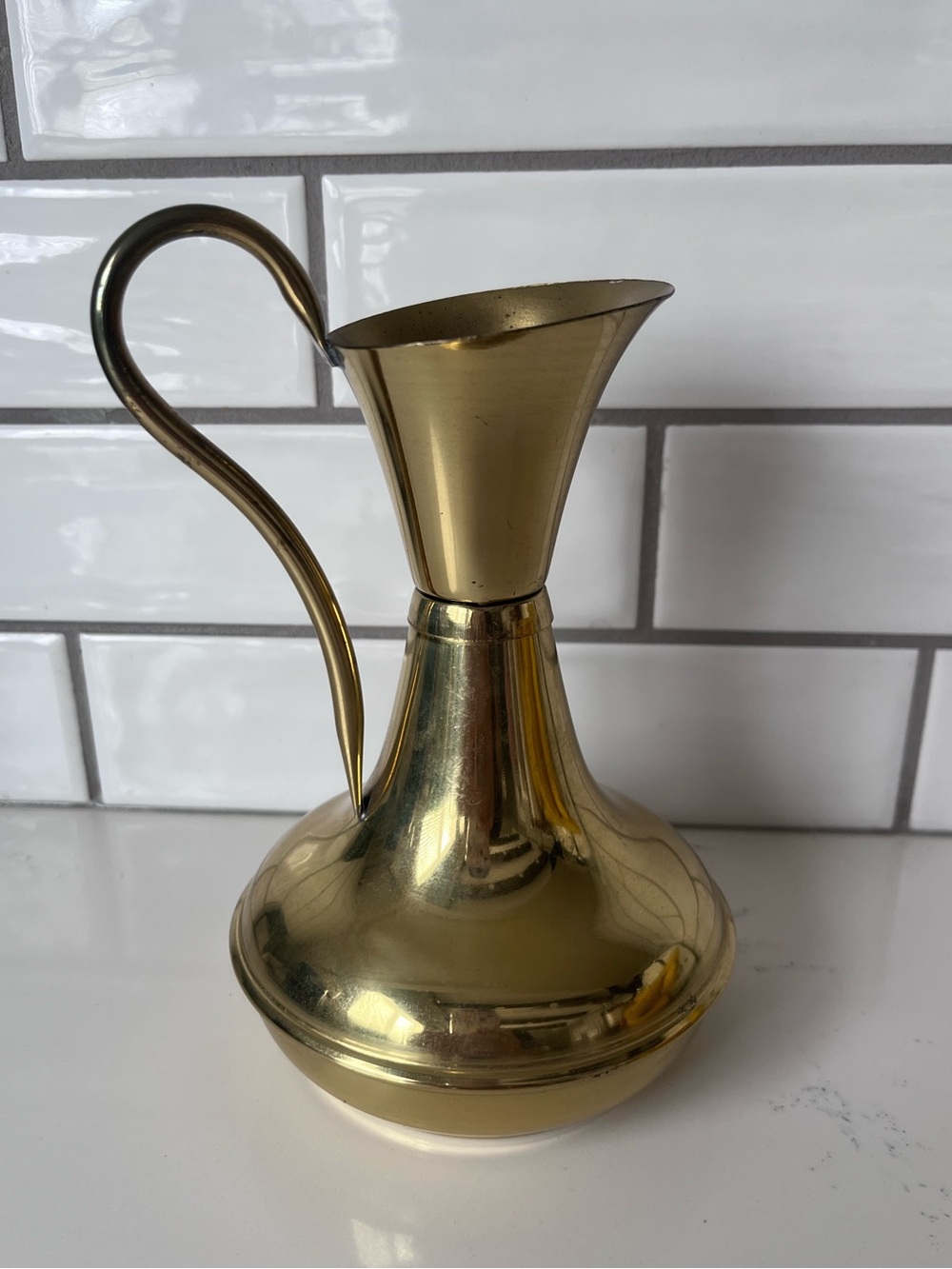 Vintage Mid-Century Solid Brass Bud Vase | Hollywood Regency Trumpet Vase